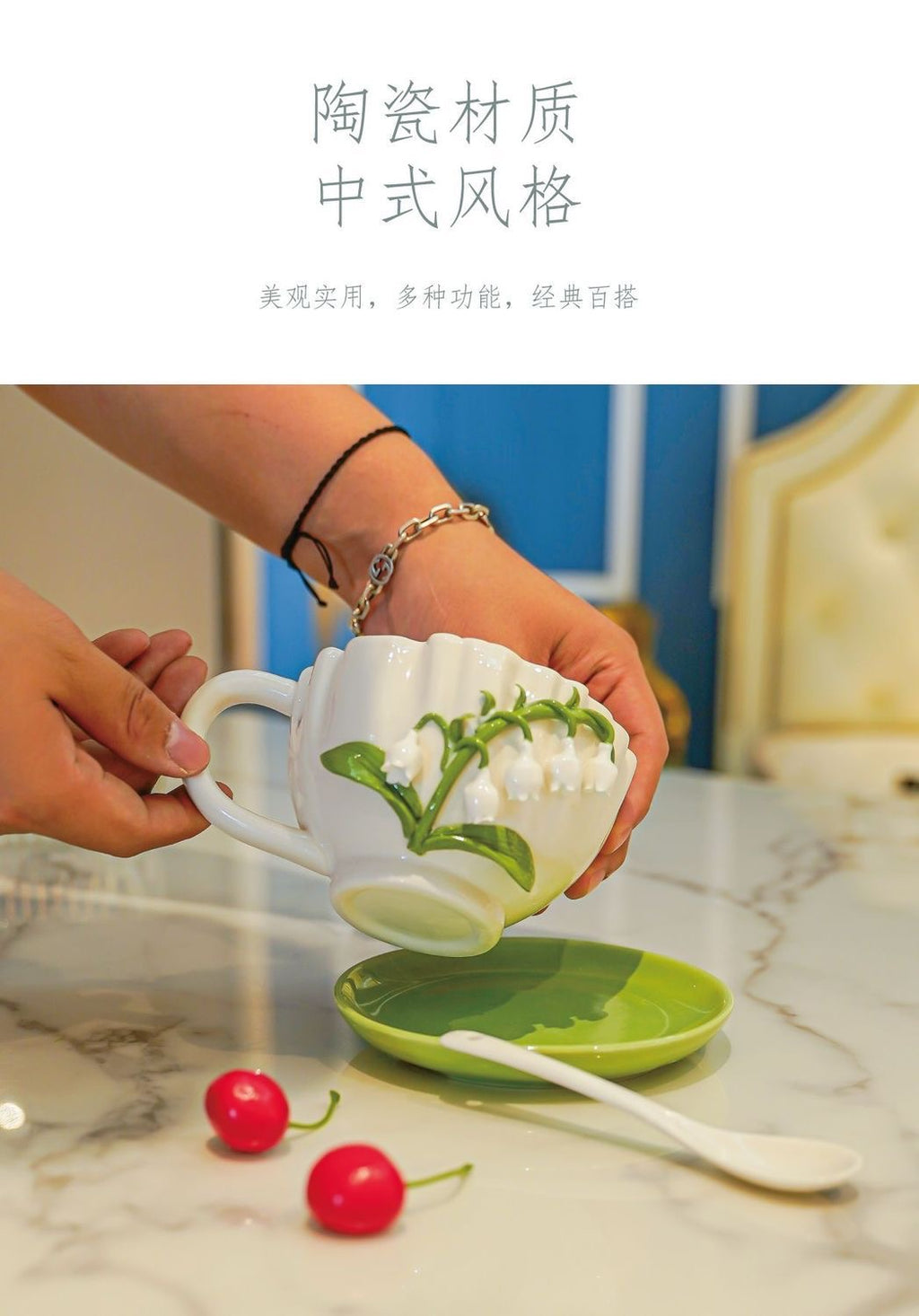 Orchid flower Ceramics water cup
